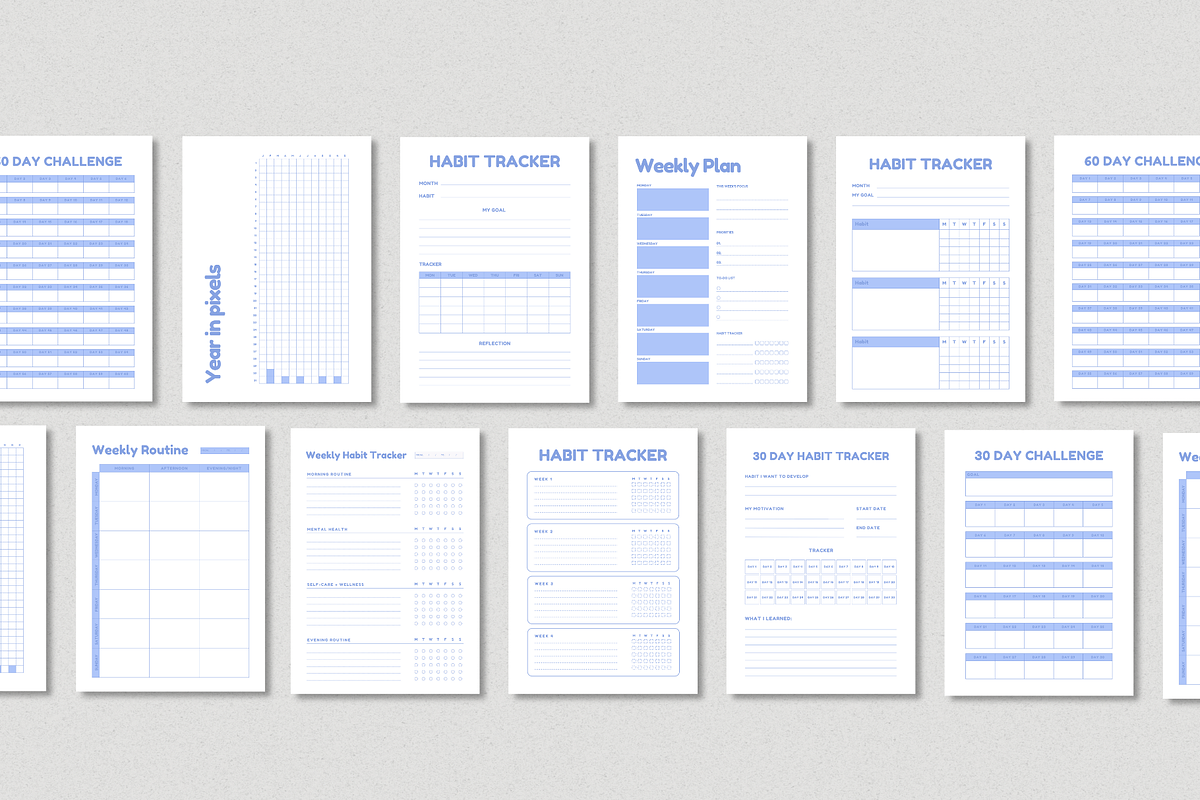 Habit tracker Printable Bundle, a Stationery Template by The Chaos Project (Photo 4 of 9)