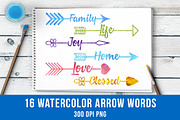 16 Watercolor Arrow Words Clipart, an Illustration by The Digital Download Shop (Thumbnail 1 of 3)