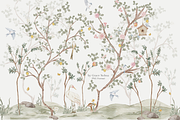 Woodland Chinoiserie Pattern scene, a Wallpaper Graphic by Grace Noboa Illustrations (Thumbnail 8 of 14)