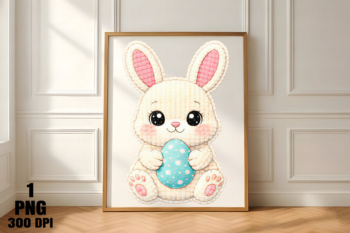 Cute Easter Bunny Holding Egg PNG, an Illustration by Daily.Designs (Photo 5 of 5)