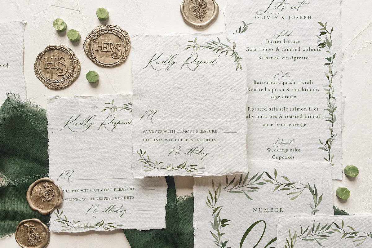 Watercolor Monogram Wedding Suite, an Invitation Template by BlueRobinDesignShop (Photo 3 of 14)