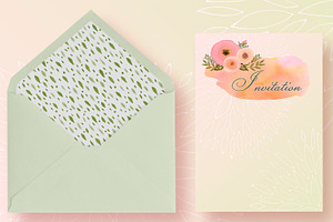 Peach- Watercolor Invitation Set