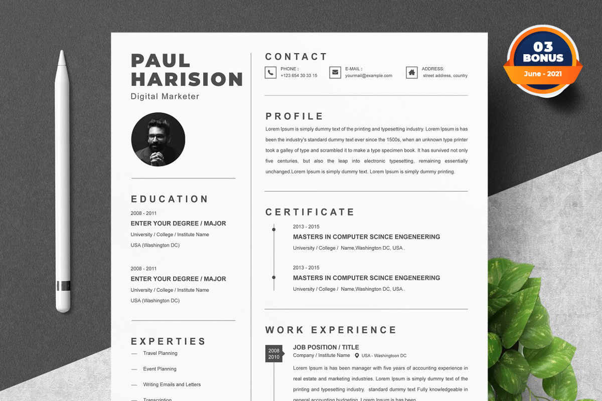 Resume/CV Bundle | 200+ for $29, a Resume Template by ResumeInventor (Photo 179 of 207)
