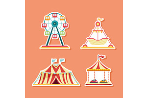 amusement carnival icons, an Object Illustration by studiogstock
