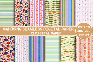 Mahjong Seamless Digital Paper, a Pattern Graphic by Designking