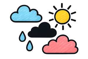 Weather symbols depicting sun, rain, an Illustration by ZinetroN