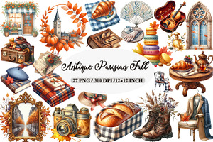 Antique Parisian Fall Clipart, an Illustration by Daily.Designs