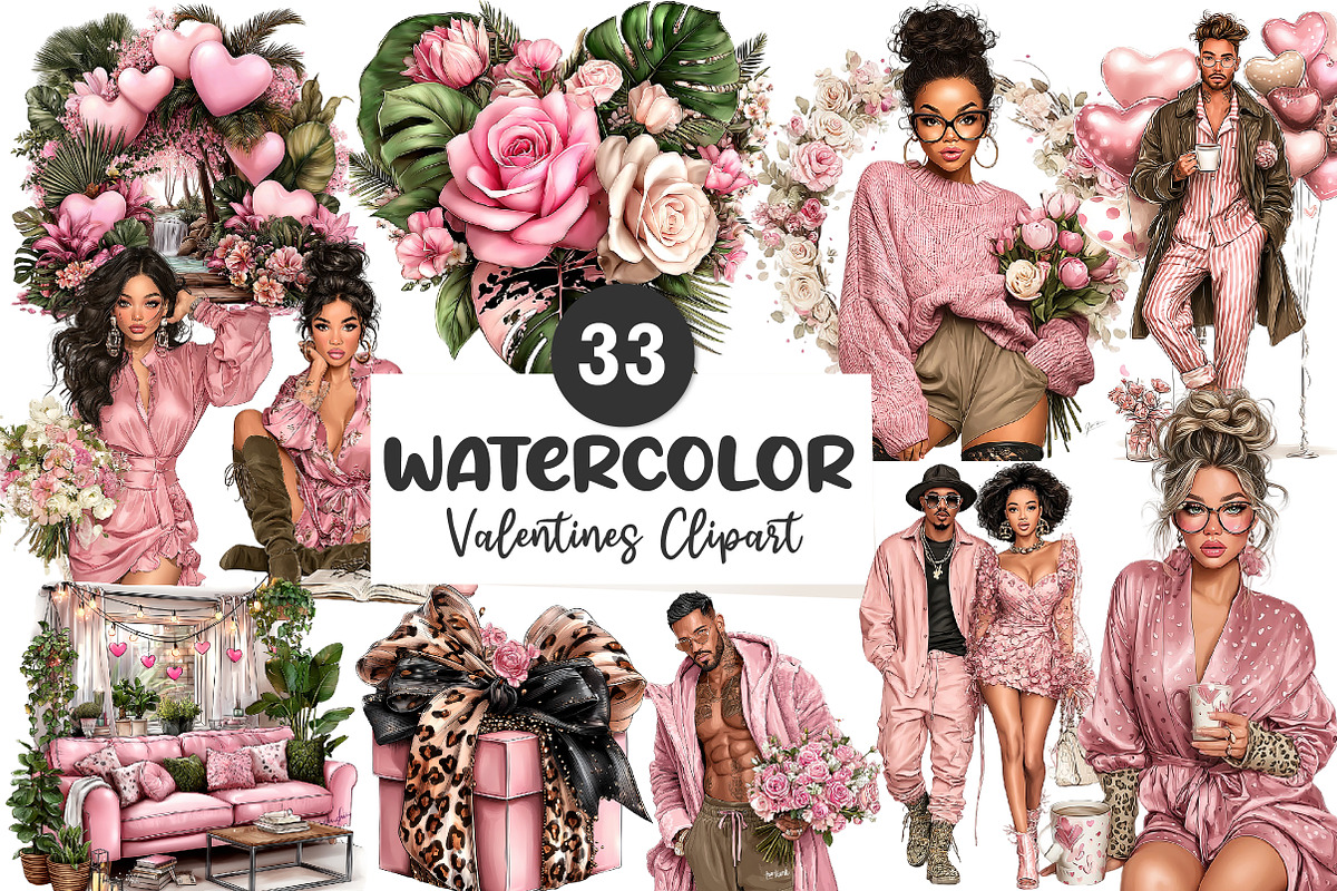 Valentines Day Clipart PNG Girly, an Illustration by CreationArt (Photo 1 of 5)
