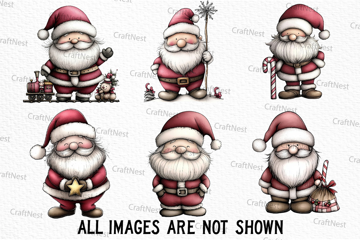 Retro Santa Clipart, an Illustration by Craft Nest (Photo 5 of 6)
