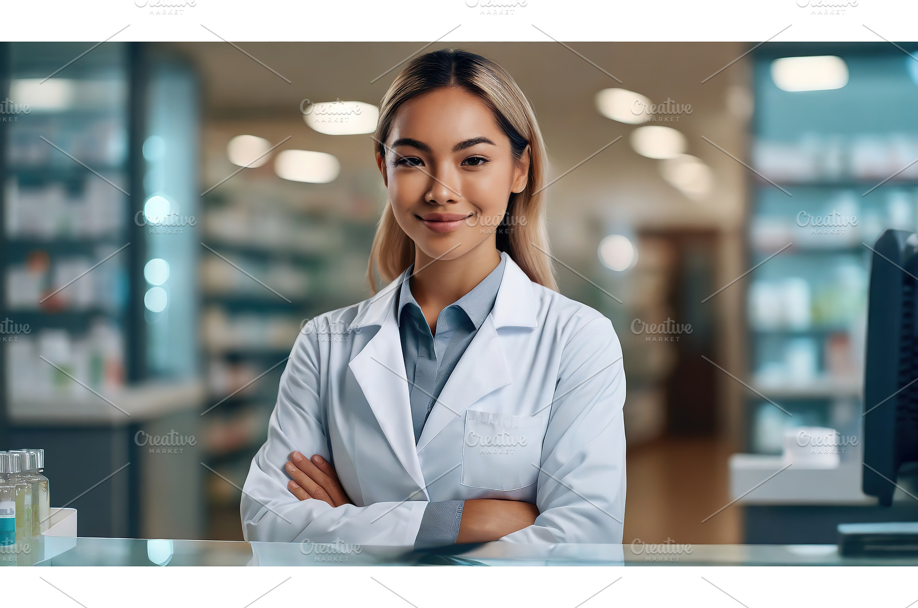 A smiling pharmacist or healthcare, a Health & Medical Photo by Igor Tichonow