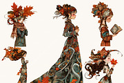 Whimsical Autumn Girls Clipart, a Person Illustration by BusyDaydesign (Thumbnail 4 of 9)