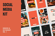 Burger & Restaurant Social Media Kit, a Social Media Template by Design District (Thumbnail 1 of 5)