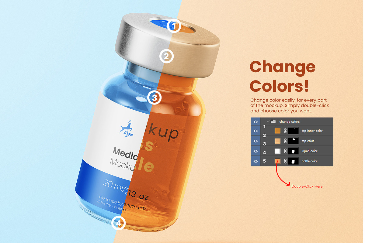 Vaccine Glass Vial Bottle Mockup Set, a Packaging Mockup by Remnand Studio (Photo 4 of 9)