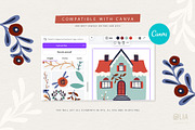 Christmas holiday houses & clipart, a Seasonal Illustration by Olia (Thumbnail 4 of 13)