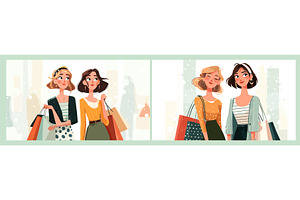Girlfriends with shopping bags, an Object Illustration by Stock-Smart-Start