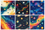 Whimsical Celestial Digital Paper, a Texture Illustration by RobertsArt (Thumbnail 2 of 7)