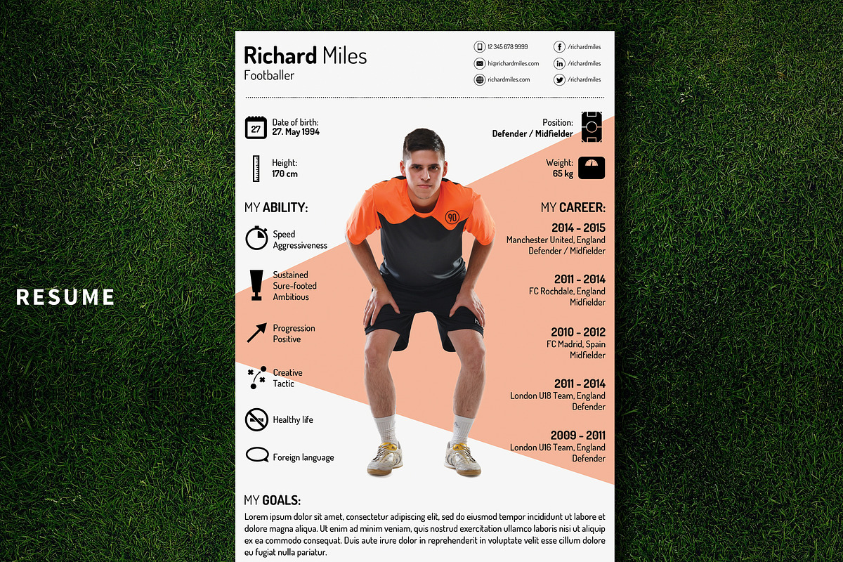 Sport Resume, a Resume Template by kormoscsaba