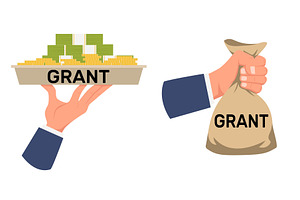 Hands hold grant money for education, a Finance Illustration by Vectorbuum