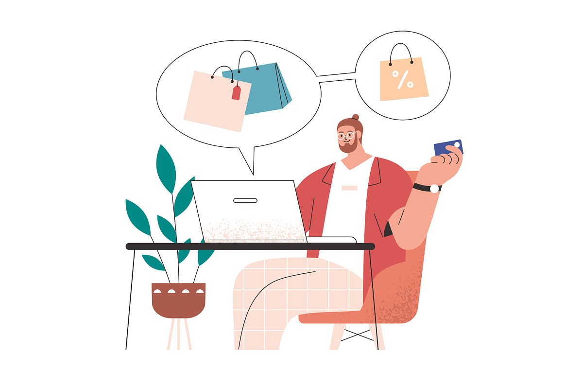 People shopping during sale set, a Person Illustration by Good Studio (Photo 6 of 6)