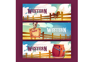 Western Cartoon Banners, Wild West