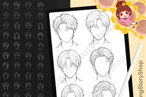 180 Male Hair Procreate Stamps