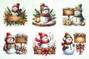 Watercolor Snowman Sign Clipart Png, an Illustration by Creative Art (Thumbnail 2 of 6)