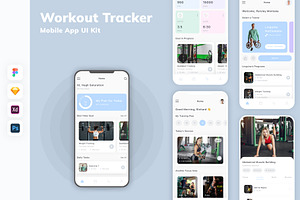 Workout Tracker Mobile App UI Kit, an UI Kit Template by uicube