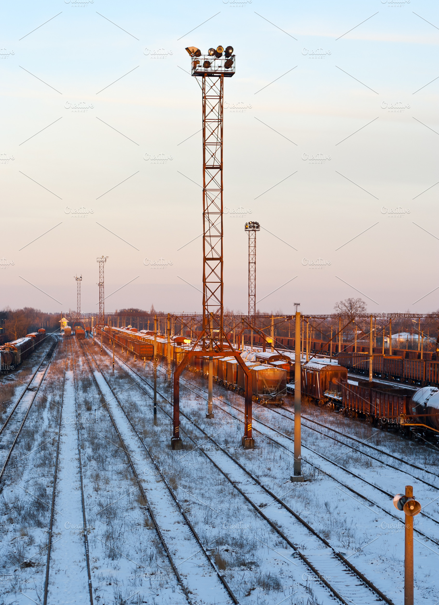 Railway station in winter, a Transportation Photo by Leonid Andronov
