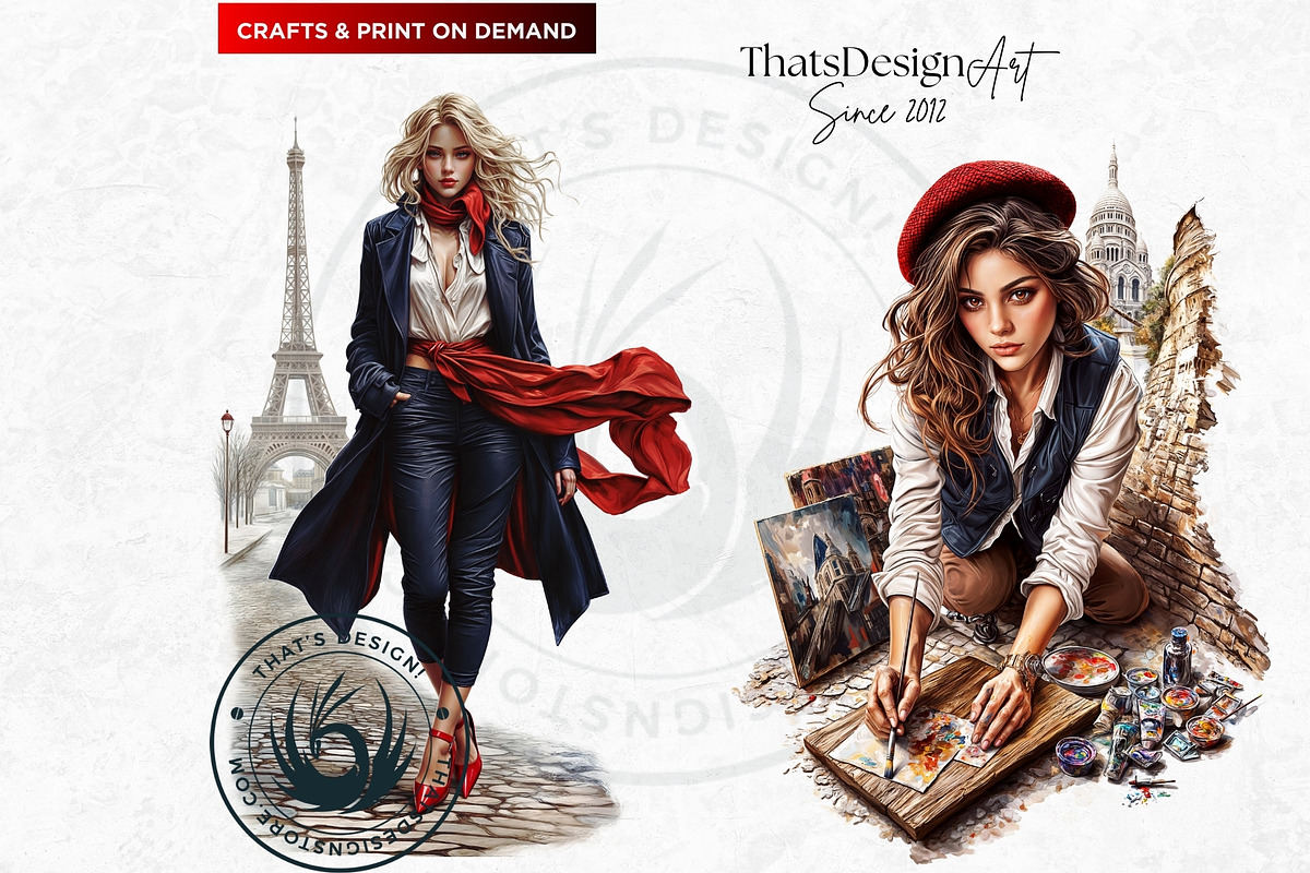 French girls clipart Set, a Person Illustration by ThatsDesignArt (Photo 4 of 10)