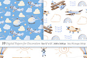 Watercolor Air Transport Clipart, a Transportation Illustration by TitaLivingArt (Thumbnail 9 of 10)