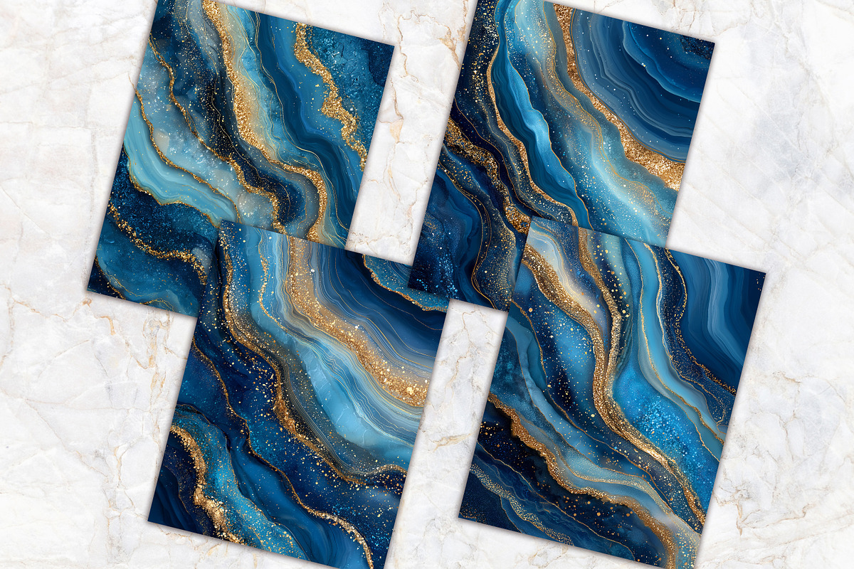 Elegant Deep Blue Agate Scrapbook, a Background Graphic by V Design Creator (Photo 10 of 12)