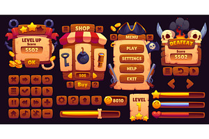 Pirate arcade game interface, a Technology Illustration by Vector Tradition