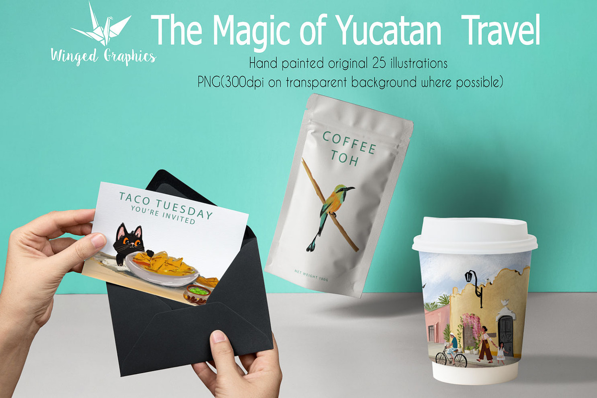 Yucatan, Mexico travel illustrations, an Object Illustration by Winged Graphics (Photo 4 of 4)