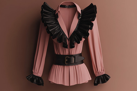 Pink blouse with black ruffles, a Photo by Beautiful things