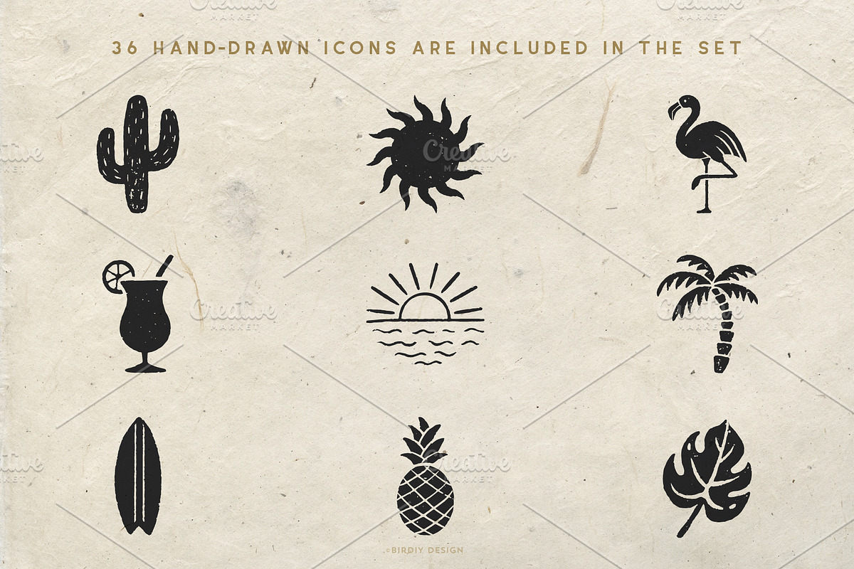 Tropical Icons Hand Drawn Graphics, an Icon by BirDIY Design (Photo 3 of 10)
