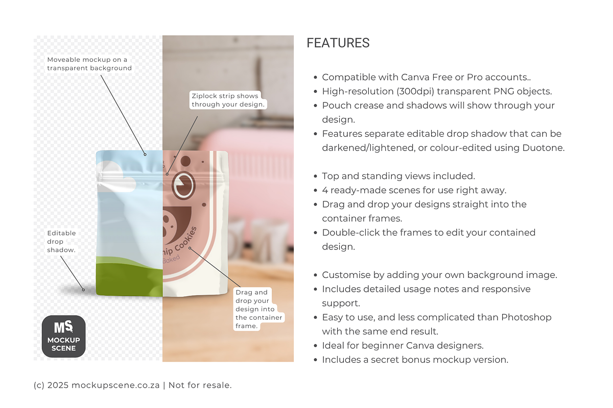 Food Pouch Canva Mockup Square, a Product Mockup by Mockup Scene (Photo 2 of 9)