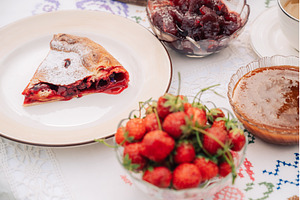 Slice of homemade cherry pie dessert, a Food & Drink Photo by Jan Jack Russo Media