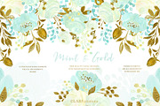 Mint and Gold. Watercolor flowers, an Illustration by LABFcreations (Thumbnail 2 of 7)