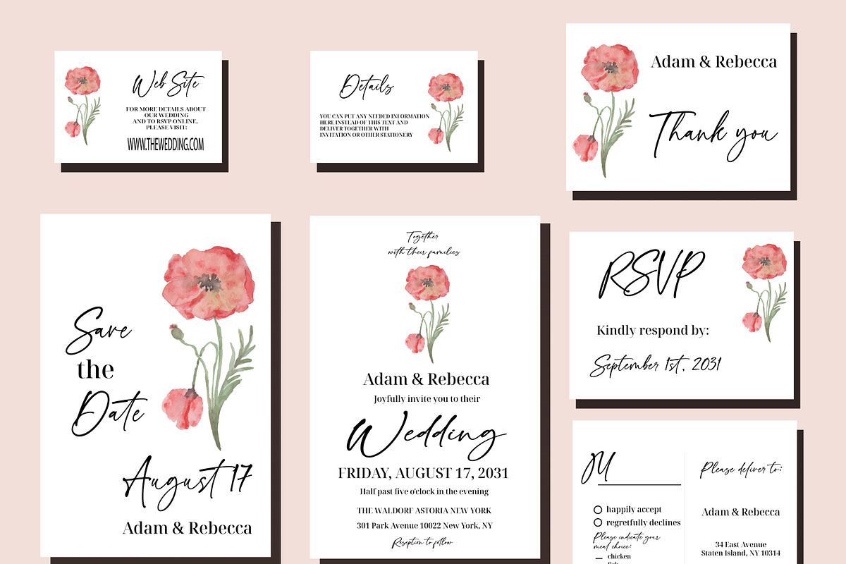 Elegant Wild Flower Red Poppies Wate, an Invitation Template by Patterndigitpics (Photo 5 of 5)
