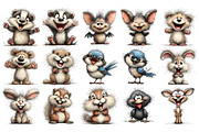 Quirky Woodland PNG Clipart Bundle, an Animal Illustration by Nicolle's Colorful Art (Thumbnail 2 of 5)