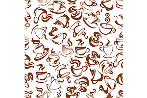 Brown Steaming Coffee Cups Pattern