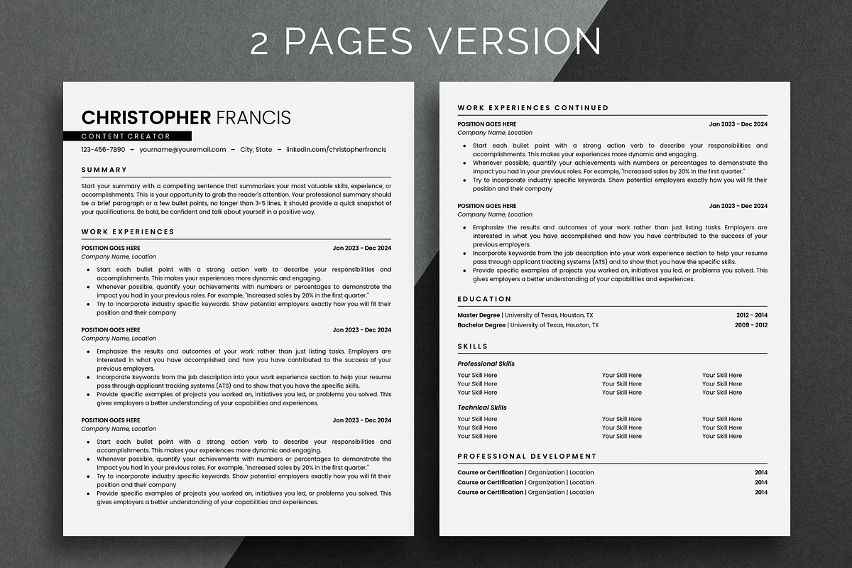 ATS Resume Template Google Docs, a Resume Template by bonadigitals (Photo 2 of 5)