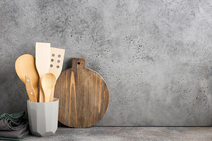 Kitchen shelf gray concrete ceramic stock photo containing background and bowl
