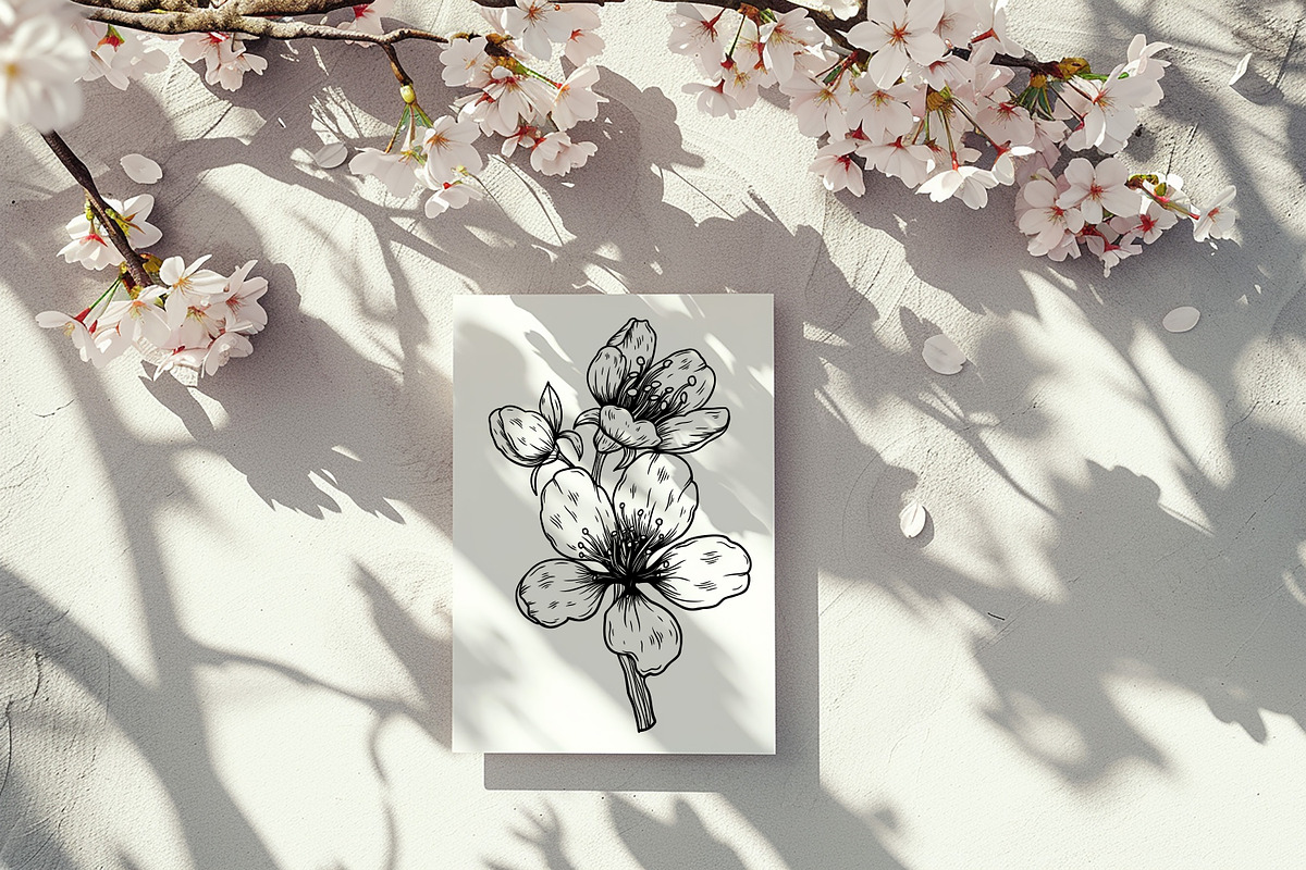 Sakura Flowers Line Art SVG, an Object Graphic by Dervik Art Store (Photo 8 of 9)