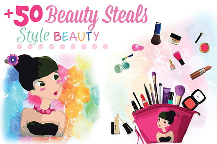 Cosmetics makeup collection mockup
