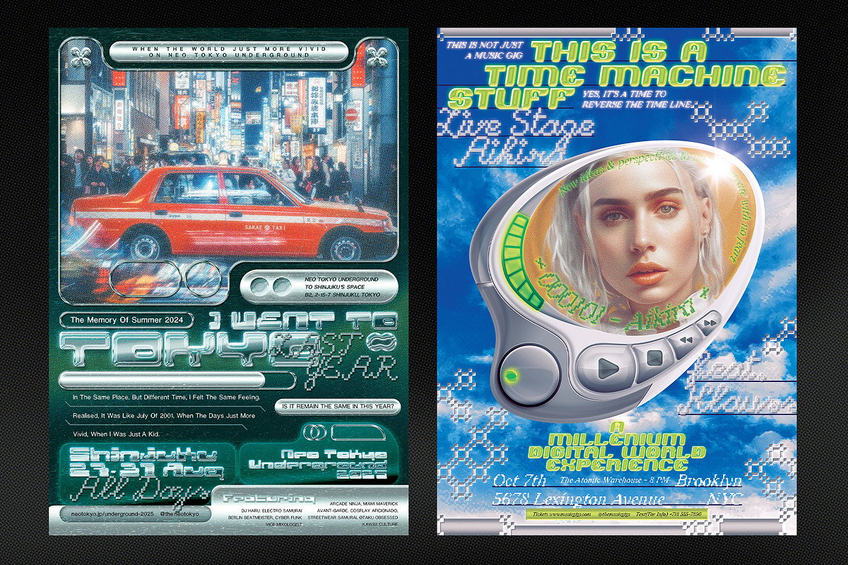 Y2K Aesthetic Poster Templates, a Flyer Template by Bornx Design (Photo 3 of 6)