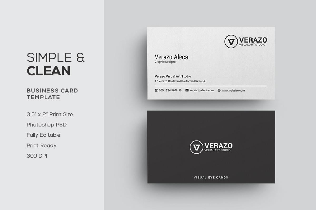 Simple & Clean Business Card, a Business Card Template by Verazo (Photo 1 of 4)