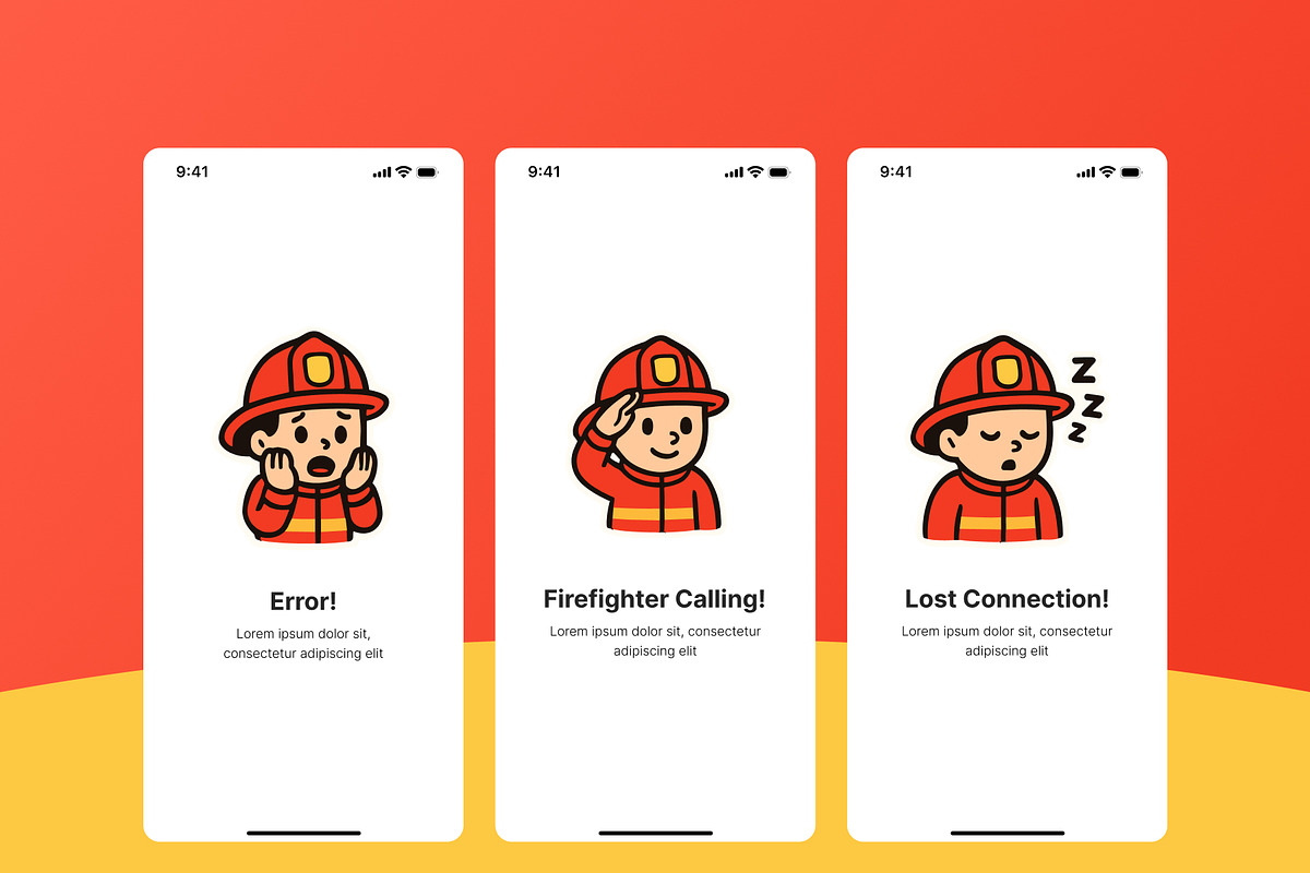 Firefighter Character Sticker Pack, an Illustration by anamwp (Photo 2 of 6)