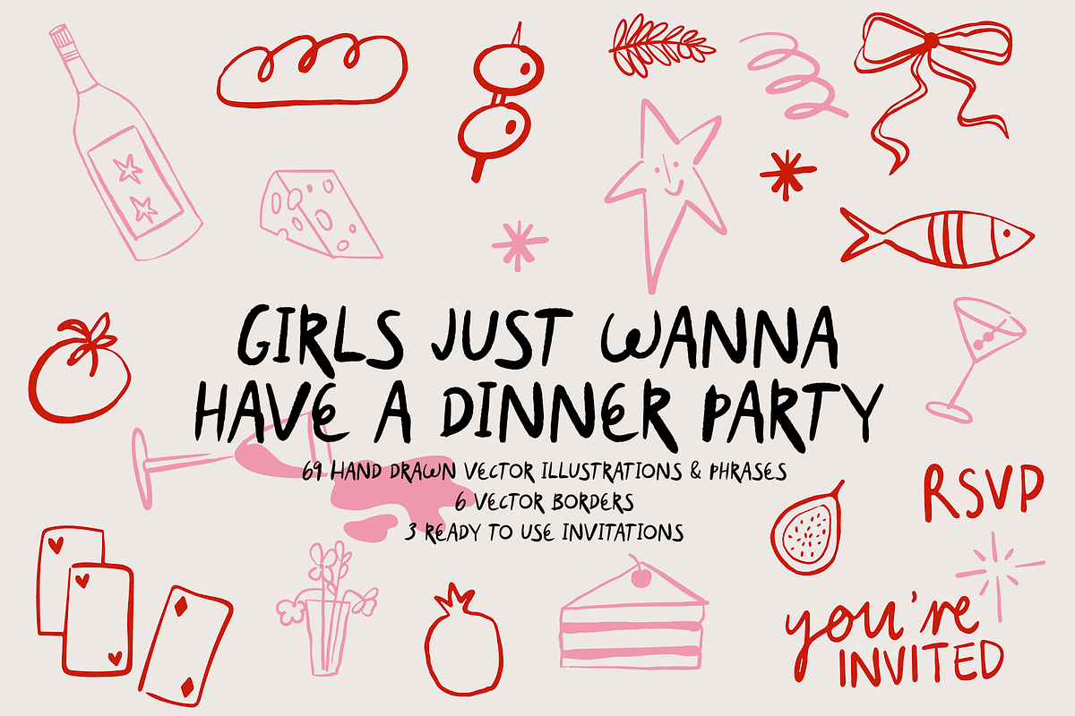Dinner Party Illustration Pack, a Food Illustration by Em&M Studio (Photo 1 of 9)