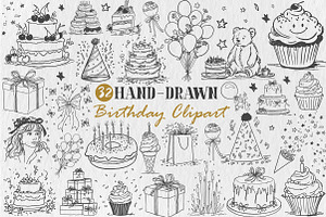 Whimsical Birthday Doodle SVG Bundle, a Seasonal Illustration by Rose Art